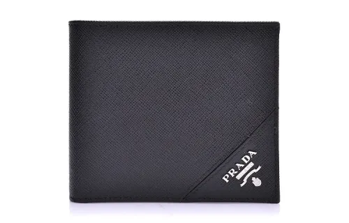 PRADA Saffiano Calfskin Wallet Men's Black