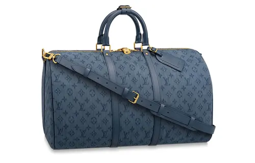 LOUIS VUITTON Keepall Bandouliere Monogram Denim 50 Navy