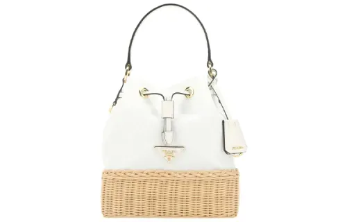PRADA Luggage Collection Canvas Handbag Women's White