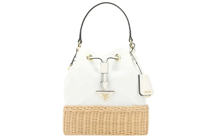 PRADA Luggage Collection Canvas Handbag Women's White