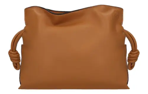 LOEWE Flamenco Solid Color Lambskin Clutch Mini Women's Light Umber