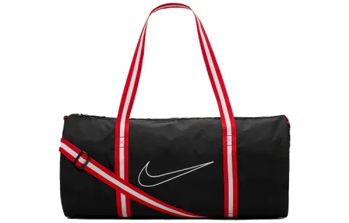 Nike Heritage Adjustable Strap Polyamide Luggage Bag One Shoulder Crossbody Handheld Travel Bag Unisex Black Red