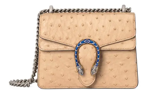 GUCCI Dionysus Ostrich Leather Crossbody Bag, Shoulder Bag Mini Women's Brown