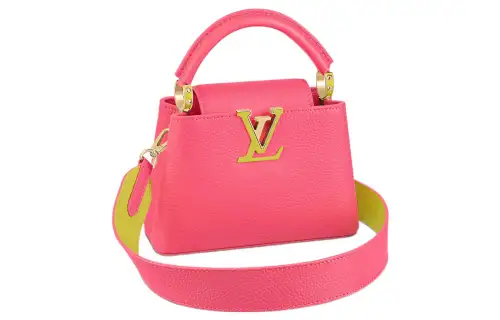 LOUIS VUITTON Capucines Leather Kapsyn Shoulder Bag, Crossbody Bag, Handbag Mini Women's Dragon Fruit Red