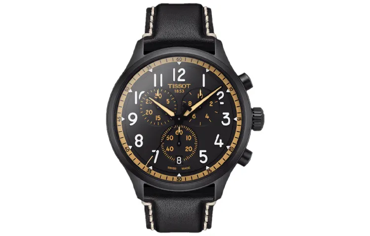 TISSOT Soko Collection Quartz Movement Men's Watches Watch 45mm Black Dial Stainless Steel Case Leather Strap