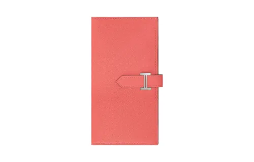 HERMES Bearn Mysore Goat Skin Wallet Women's Red