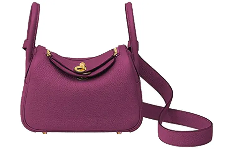 HERMES Lindy Taurillon Clemence Cow Leather Handbag 19 Women's P9 Anemone Sea Anemone Purple