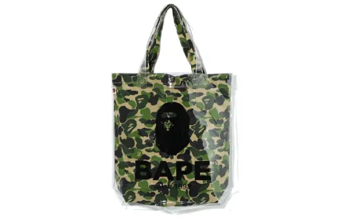 A BATHING APE Bape Cotton Tote Bag, Shopping Bag, Shoulder Bag Regular Unisex Green Camouflage/Pink