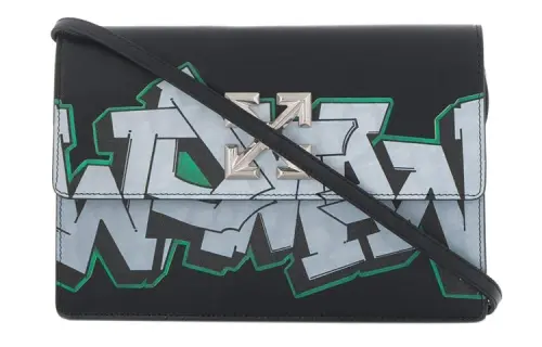 OFF WHITE Leather Crossbody Bag, Shoulder Bag Women's Black