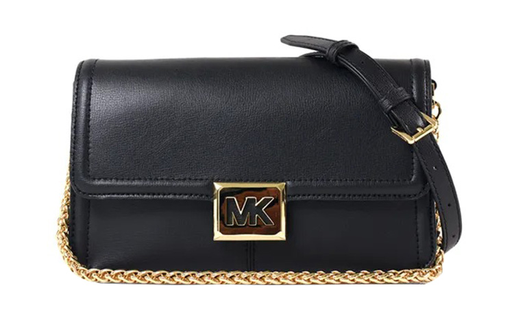 MICHAEL KORS Майк высокая Ши Соня Соня цепочка полосатый Сплошной цветовой логотип механизм камеры кожа один Плечом к плечу пакет Середина женский черный