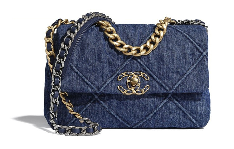 CHANEL 19Bag Denim Flap Bag, Shoulder Bag, Crossbody Bag Small Women's Blue
