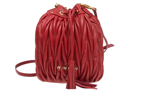 MIU MIU Sheepskin Bucket Bag, Handbag, Shoulder Bag, Crossbody Bag Women's Red