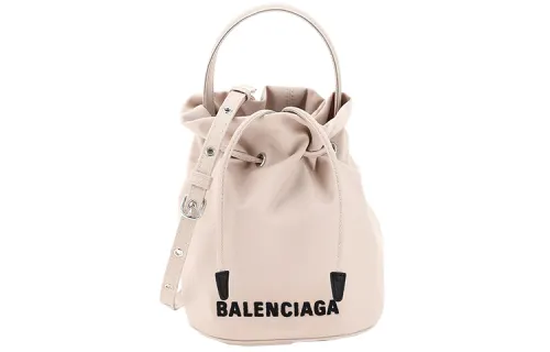 Balenciaga Nylon Fabric Bucket Bag, Shoulder Bag, Crossbody Bag, Handbag Women's Beige Pink