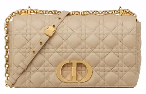 DIOR Adjustable Strap Calfskin Shoulder Bag, Crossbody Bag Women's Beige