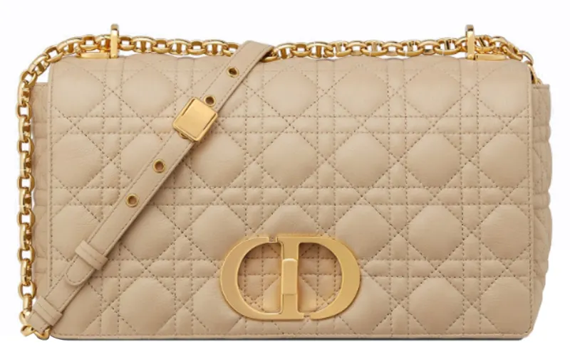 DIOR Adjustable Strap Calfskin Shoulder Bag, Crossbody Bag Women's Beige