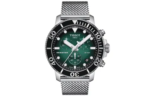 TISSOT Starfish Collection Quartz Movement Men's Watches Watch 45.5mm Green Dial Stainless Steel Watchband