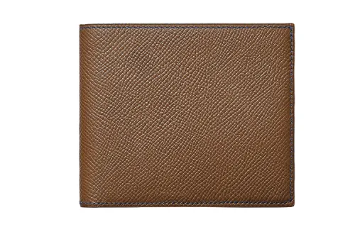HERMES Epsom Leather Wallet Men's Tan/Blue/Red