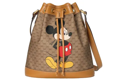 GUCCI Disney X Disney Collaboration Leather Drawstring Bucket Bag, Shoulder Bag, Crossbody Bag Unisex