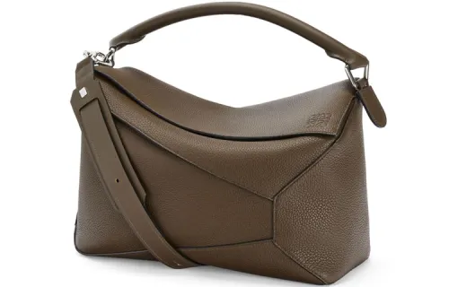 LOEWE Cow Leather Puzzle Bag, Geometric Bag, Shoulder Bag, Crossbody Bag, Handbag Large Women's Brown