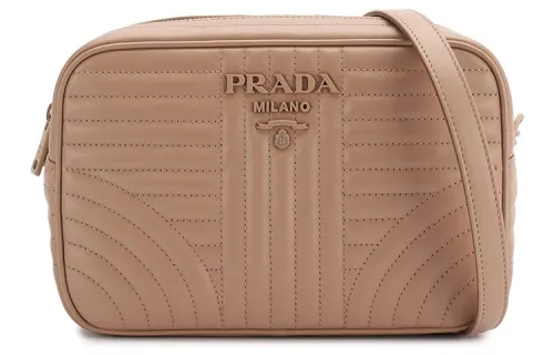 PRADA Zip Closure Cow Leather Small Square Bag, Chain Bag, Shoulder Bag Regular Women's Brown