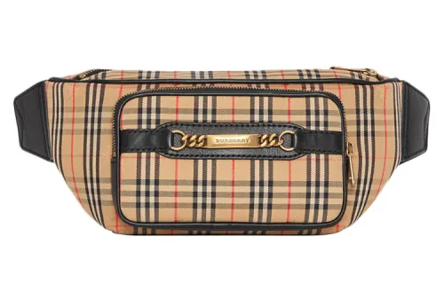 Burberry Cotton With Cow Leather Fanny Pack Regular Unisex Brown
