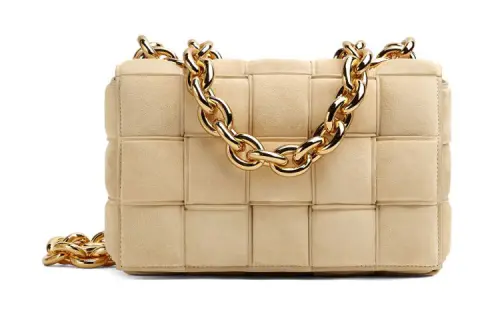Bottega Veneta Chain Cassette Suede Cow Leather Pillow Bag, Handheld, Shoulder Bag, Crossbody Bag Women's Beige
