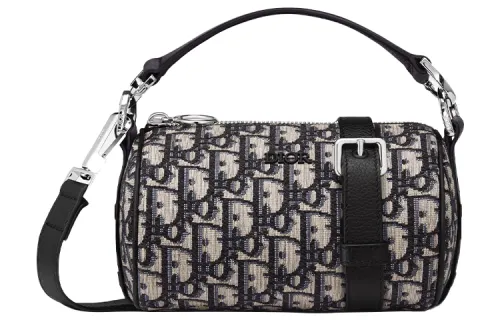 DIOR Embroidery Cylinder Bag, Handbag, Crossbody Bag, Shoulder Bag Men's Black And Beige