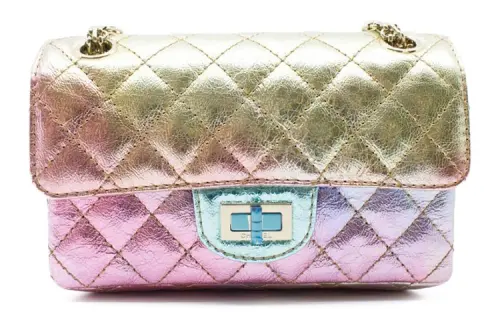 CHANEL 2.55 Goatskin Crossbody Bag, Shoulder Bag Women's Rainbow Metallic