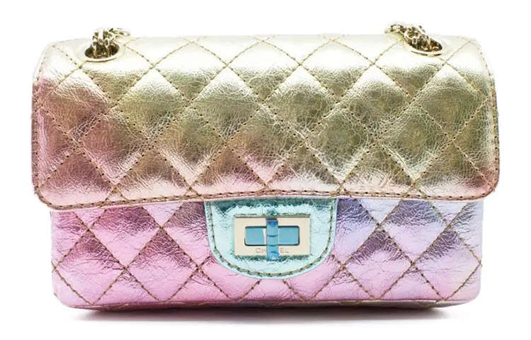 CHANEL 2.55 Goatskin Crossbody Bag, Shoulder Bag Women's Rainbow Metallic