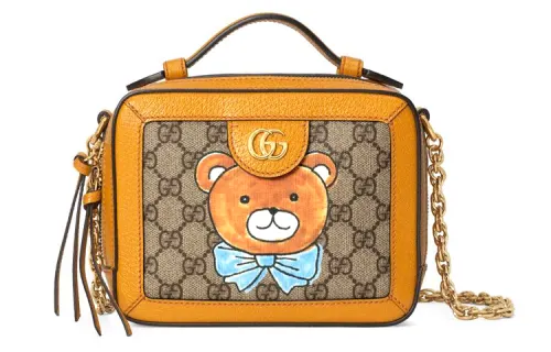 GUCCI Canvas With Leather Handbag Mini Women's Beige/Ebony
