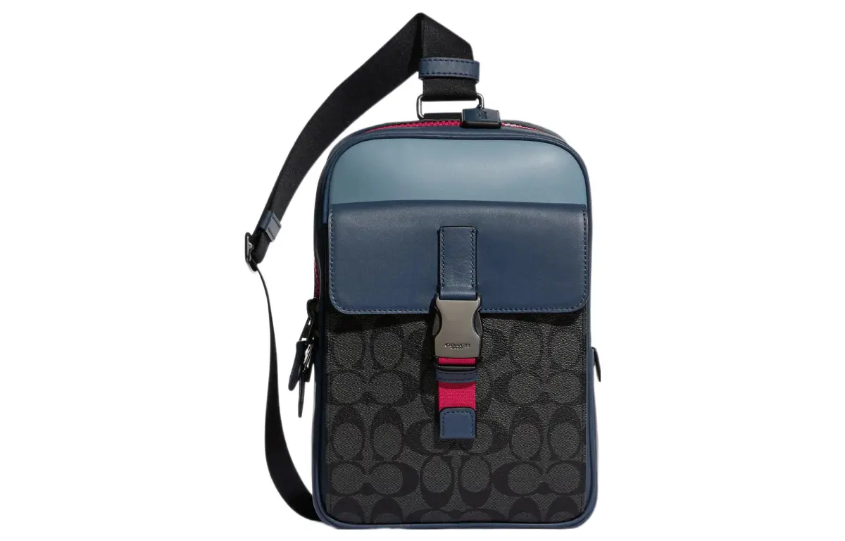 COACH Track Canvas Crossbody Bags Small Unisex Black & Blue