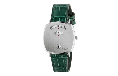 GUCCI Grip Collection Wrist Watches Quartz Movement Leather Strap Silver Dial Men's Watches