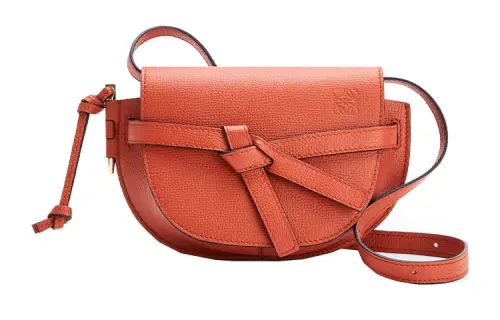 LOEWE Gate Pebble Grain Calfskin Saddle Bag, Shoulder Bag, Crossbody Bag Mini Women's Pumpkin