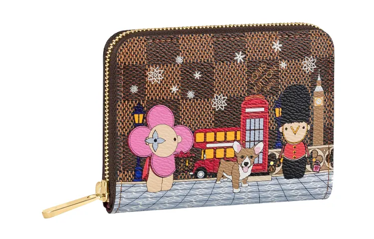 LOUIS VUITTON Zippy Coin Purse Damier Ebène Vivienne Red