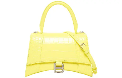 Balenciaga Hourglass Cow Leather Handbag Women's Yellow