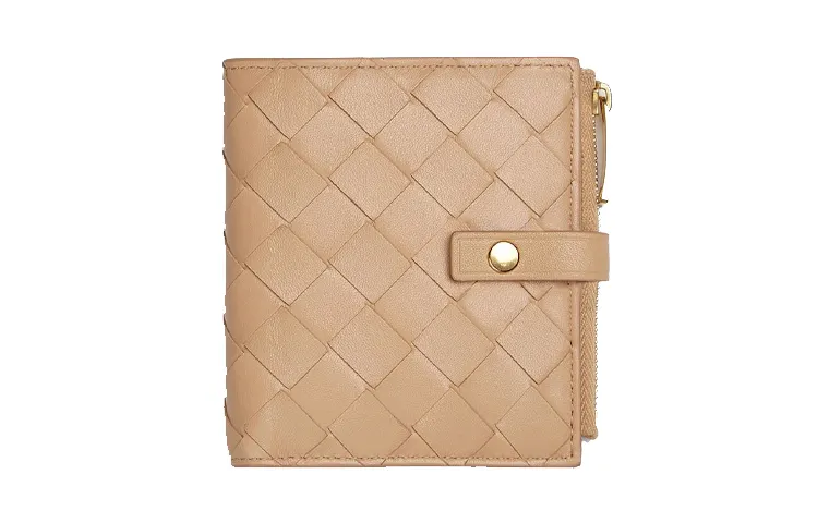 Bottega Veneta Cow Leather Card Holder, Wallet Women's Khaki