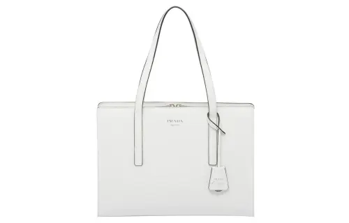 PRADA Re Edition Shiny Leather One Shoulder Handbag Tote Medium Women's White