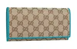 GUCCI Canvas With Leather Wallet Women's Ebony, Dark Blue