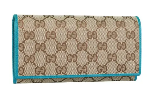 GUCCI Canvas With Leather Wallet Women's Ebony, Dark Blue