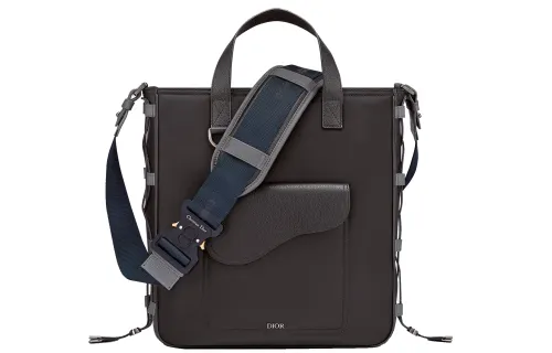 DIOR SACAI Collaboration Saddle Leather Handbag, Shoulder Bag, Crossbody Bag, Tote Men's Black/Gray/Marine Blue