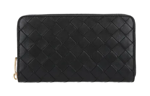 Bottega Veneta Woven Leather Clutch Wallet Women's Black