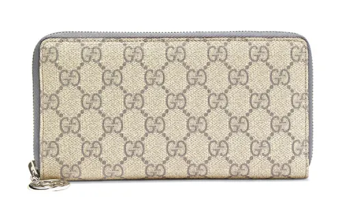 GUCCI Canvas With Leather Wallet Women's Beige/Gray