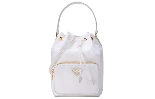 PRADA Nylon Bucket Bag, Crossbody, One Shoulder Handbag Women's White
