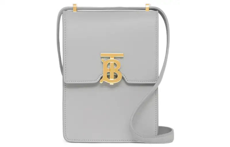 Burberry Robin Leather Cell Phone Pouch, Shoulder Bag, Crossbody Bag Women's Heather & Gray