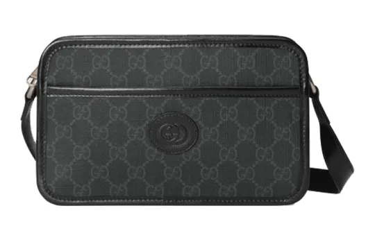 GUCCI Canvas With Leather Shoulder Bag, Crossbody Bag Mini Men's Black