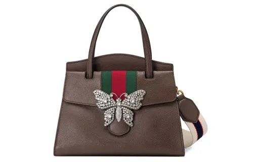 GUCCI Leather Shoulder Bag, Crossbody Bag, Handbag Medium Women's Coffee