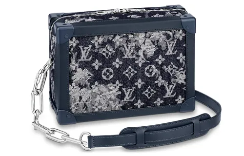 LOUIS VUITTON SOFT TRUNK Tapestry Canvas Box Bag, Canvas Bag, Crossbody Bag Men's Sea Blue