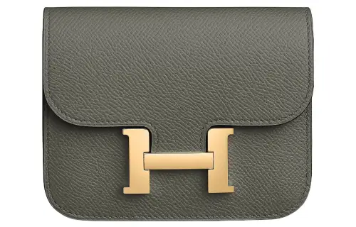 HERMES Constance Slim Epsom Calfskin Wallet, Card Holder, Fanny Pack Women's 0L Grismeyer Rain Cloud Gray