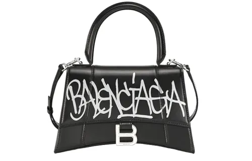Balenciaga Calfskin Hourglass Bag, Shoulder Bag, Crossbody Bag, Handbag Women's Black