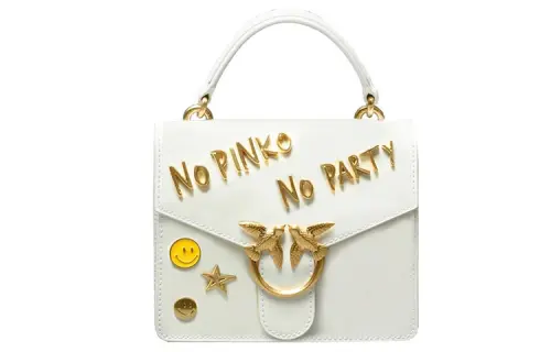 PINKO Cow Leather Bird Bag Swallow Bag Handbag Mini Women's White